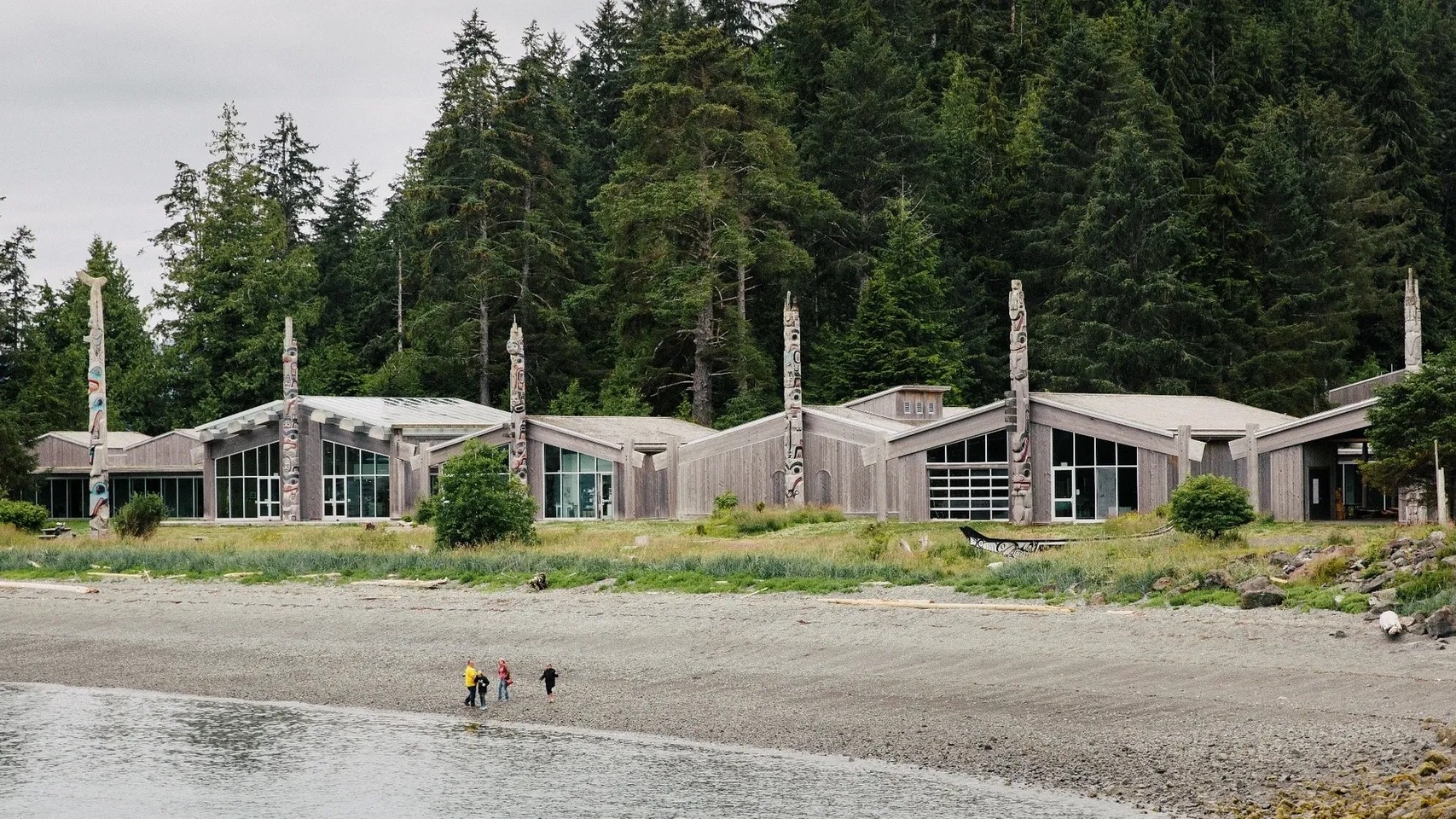 Haida Gwaii cultural centre beside the shoreline